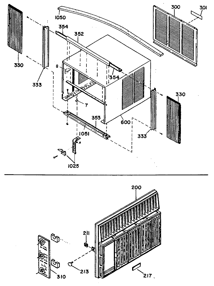 Section Diagram and Parts List for AVD14AAX1  General Electric Air Conditioner