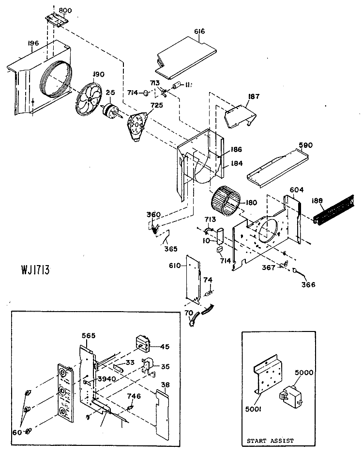 Section Diagram and Parts List for AVD14AAX1  General Electric Air Conditioner