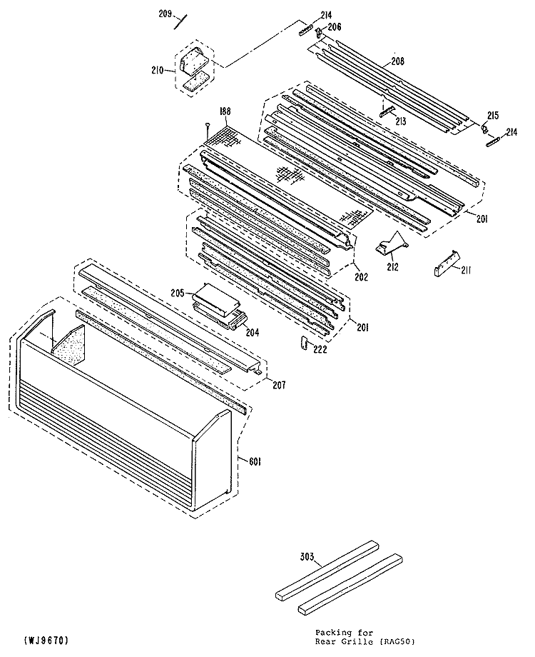 Section Diagram and Parts List for AZC909EPV1  General Electric Air Conditioner