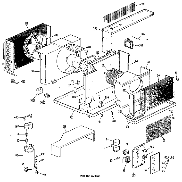 Section Diagram and Parts List for AVV15DAX1  General Electric Dehumidifier