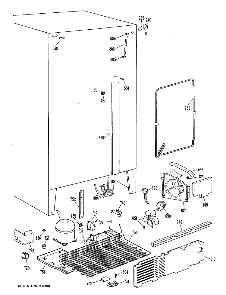 Section Diagram and Parts List for TFX20RLL  General Electric Refrigerator