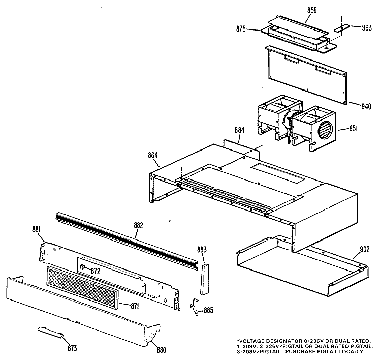Section Diagram and Parts List for JHP56G*M1  General Electric Range