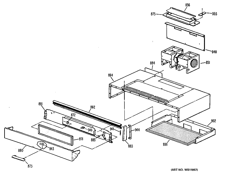 Section Diagram and Parts List for JHP63G*M1  General Electric Range