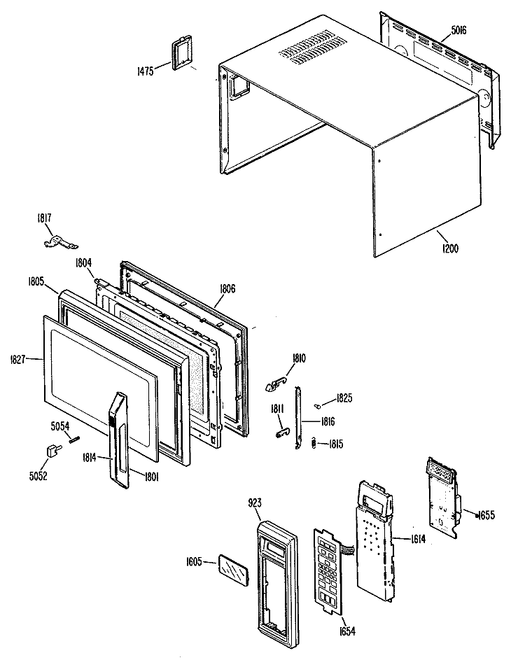 Section Diagram and Parts List for JET342HV01  General Electric Microwave