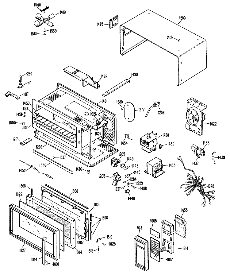 Section Diagram and Parts List for JEM31K01  General Electric Microwave