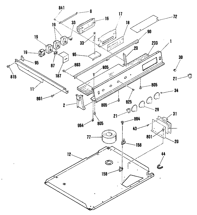 Section Diagram and Parts List for JSP38GN1  General Electric Range