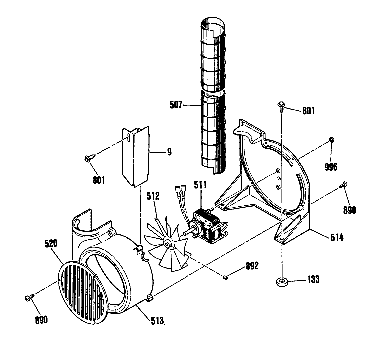 Section Diagram and Parts List for JSP38GN1  General Electric Range