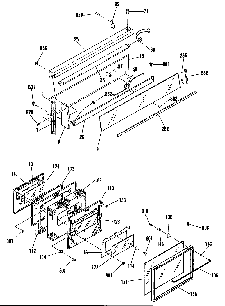 Section Diagram and Parts List for JSP62GN1  General Electric Range