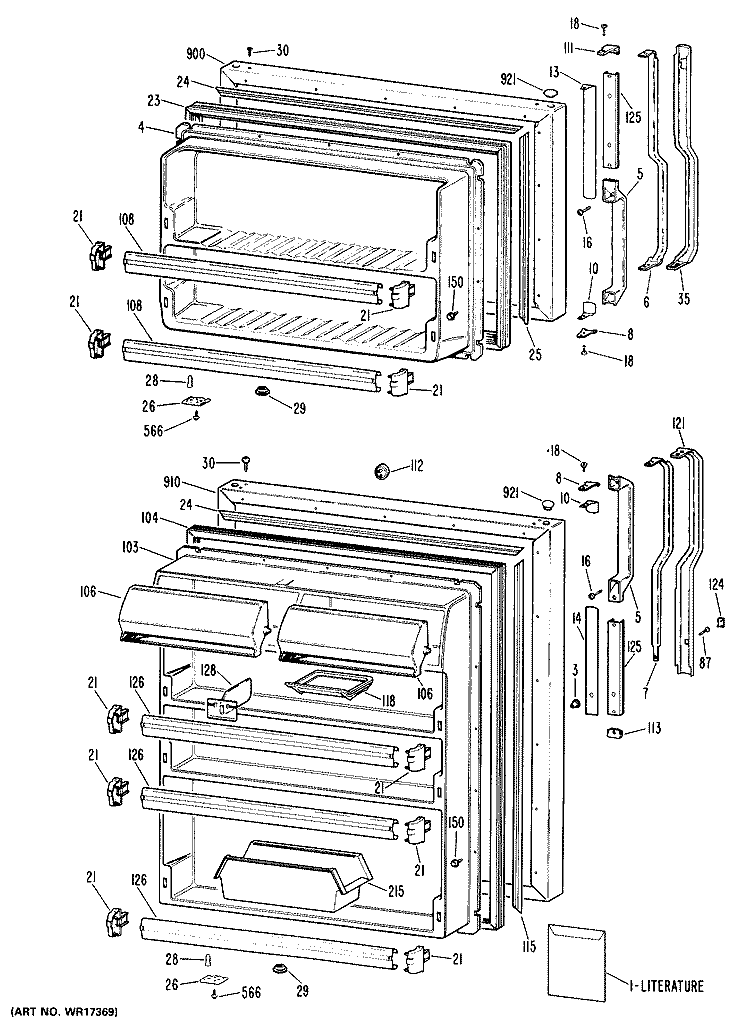 Section Diagram and Parts List for TBX24ZLRRAD  General Electric Refrigerator