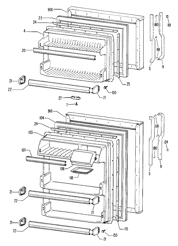 Section Diagram and Parts List for TB13SLCLAD  General Electric Refrigerator