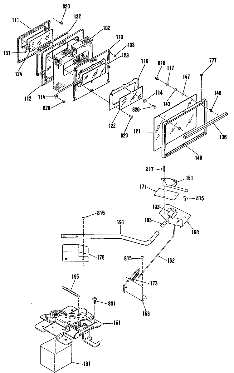 Section Diagram and Parts List for JB570GM2  General Electric Range
