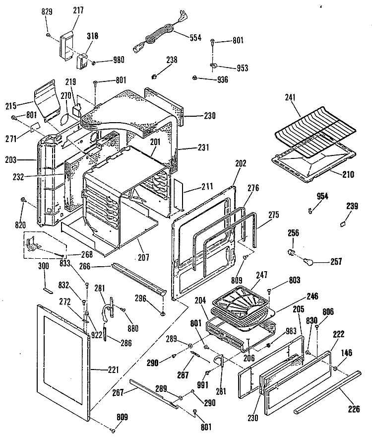 Section Diagram and Parts List for JGBC17GEK2  General Electric Range