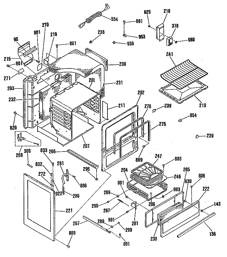 Section Diagram and Parts List for JGBS03EK2  General Electric Range