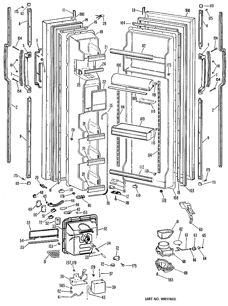 Section Diagram and Parts List for TFX22RMB  General Electric Refrigerator