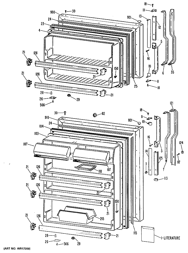 Section Diagram and Parts List for TBX18TMBRAD  General Electric Refrigerator