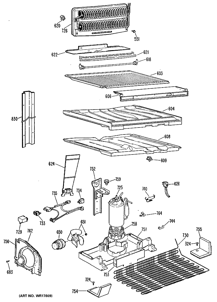 Section Diagram and Parts List for TBX18TMBRAD  General Electric Refrigerator
