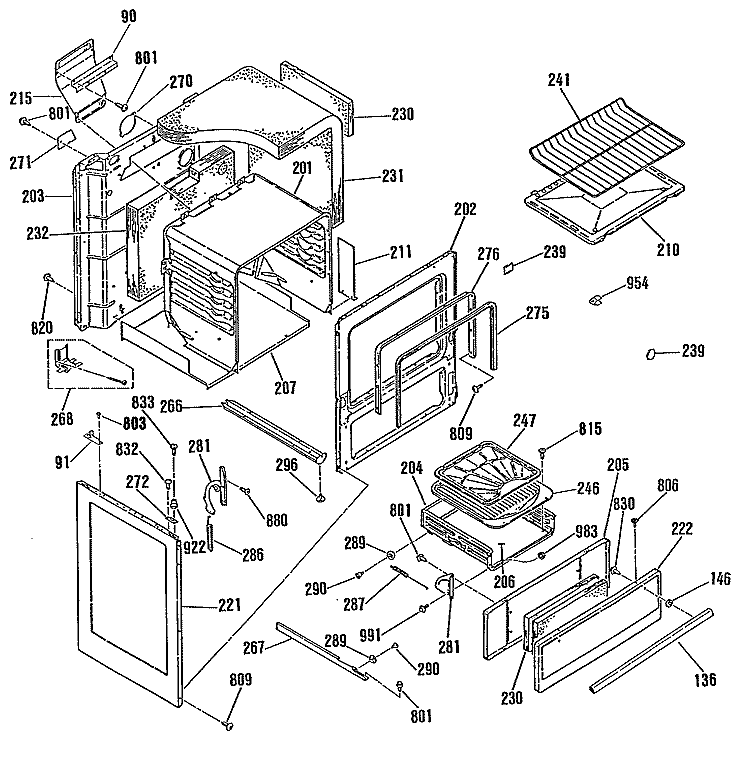Section Diagram and Parts List for JGBS03PK3  General Electric Range