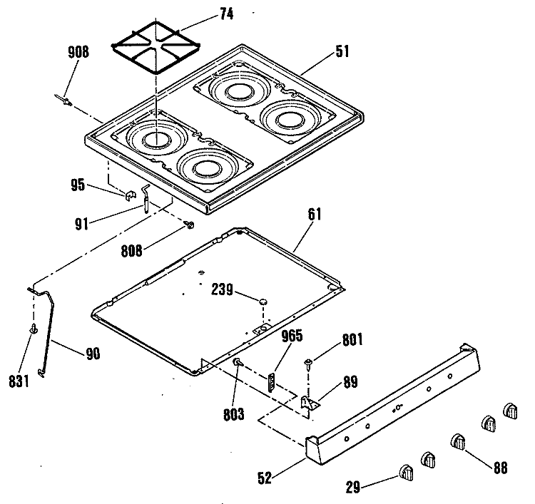 Section Diagram and Parts List for JGSS05GEK2  General Electric Range
