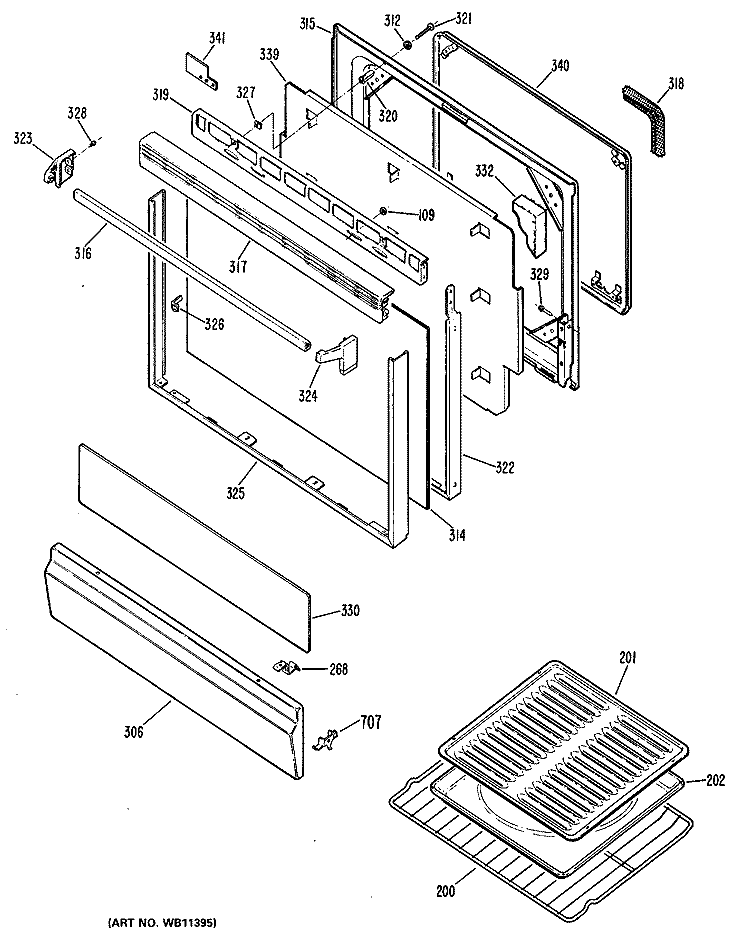 Section Diagram and Parts List for JGBP24GEN1  General Electric Range