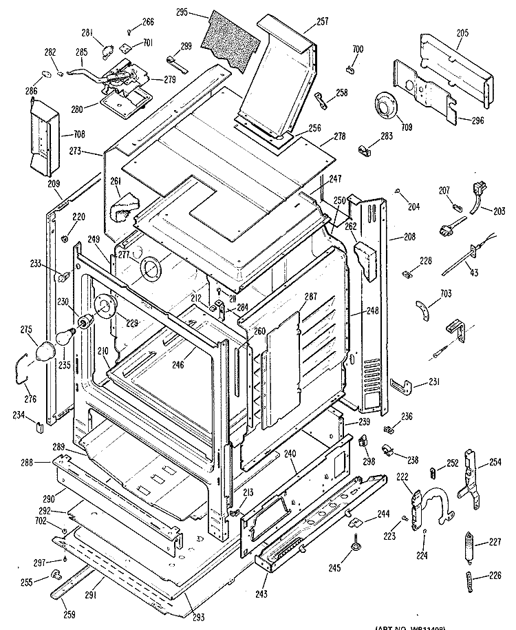 Section Diagram and Parts List for JGBP26GEN2  General Electric Range