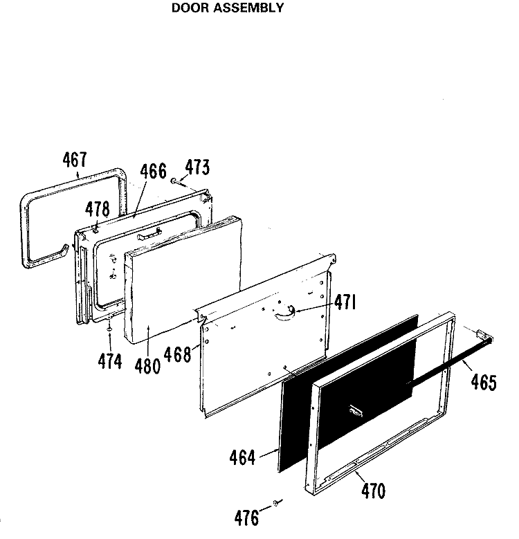 DOOR ASSEMBLY Diagram and Parts List for JGBP24GEJ9  General Electric Range