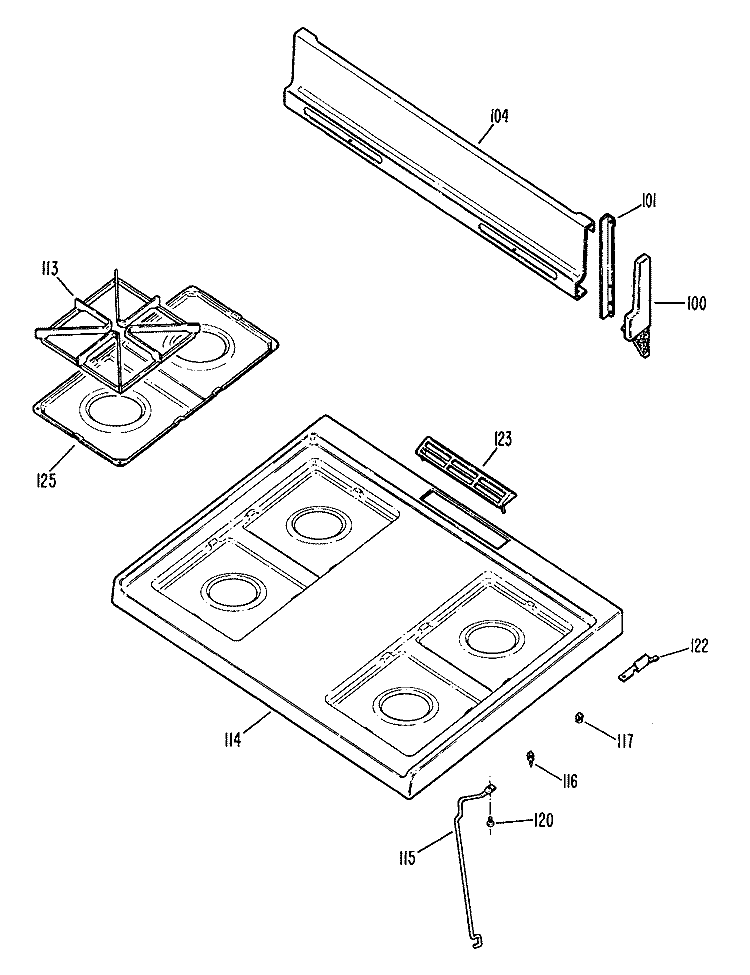 Section Diagram and Parts List for JGBS04GEN1  General Electric Range