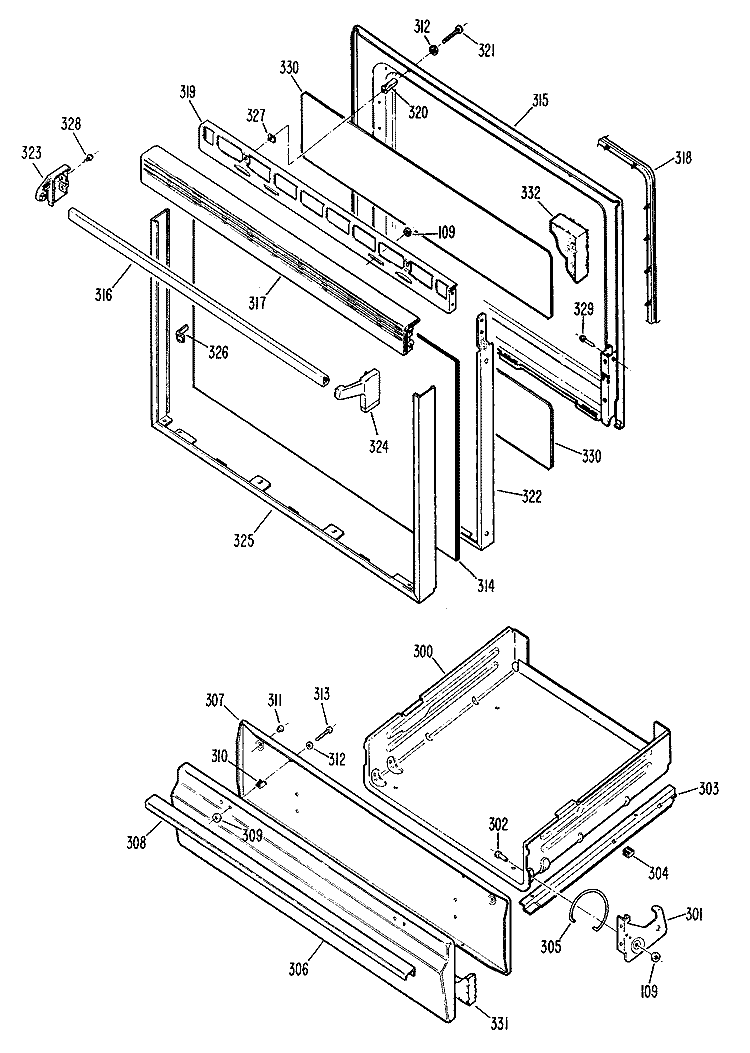 Section Diagram and Parts List for JGBS04GEN1  General Electric Range