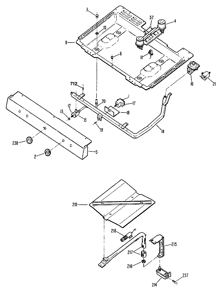 Section Diagram and Parts List for JGBS04GEN1  General Electric Range