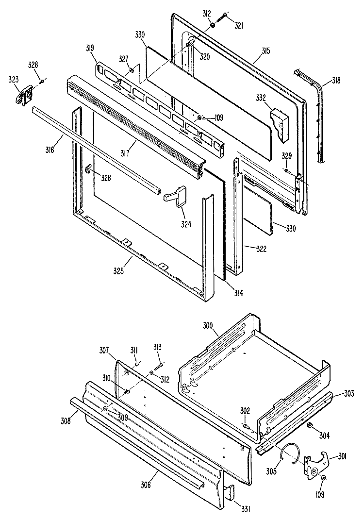 Section Diagram and Parts List for JGSS05GEN1  General Electric Range