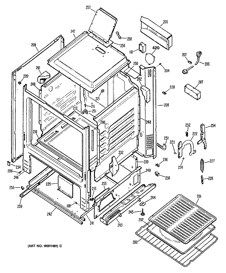 Section Diagram and Parts List for JGSS05GEN1  General Electric Range