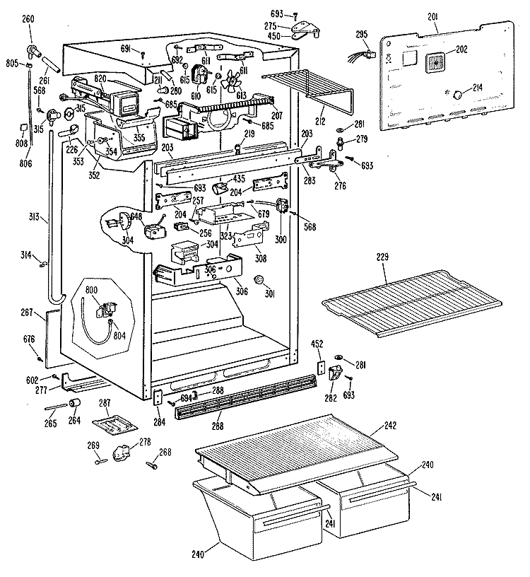 Section Diagram and Parts List for TBX18ALBLAD  General Electric Refrigerator