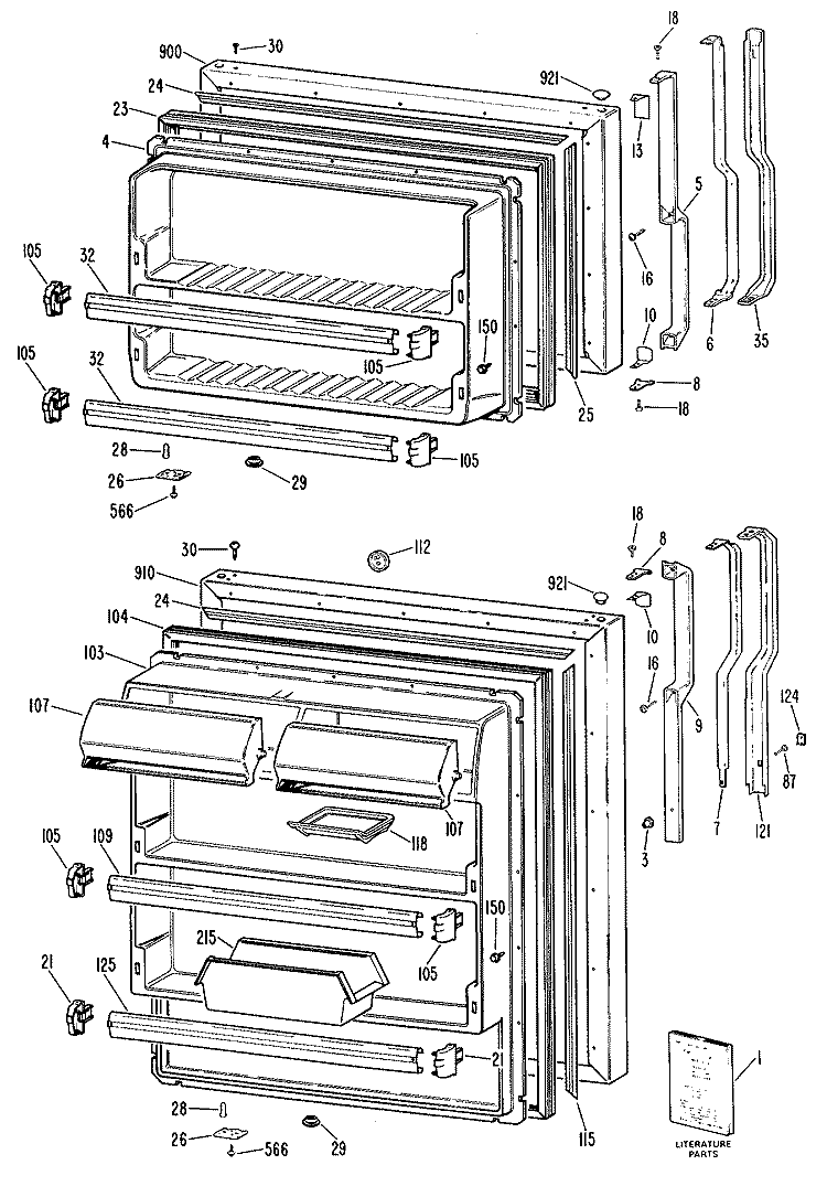 Section Diagram and Parts List for TBX18SLBLAD  General Electric Refrigerator