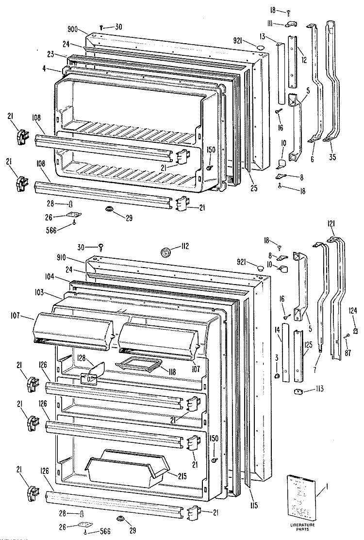 Section Diagram and Parts List for TBX18ZLBRWH  General Electric Refrigerator