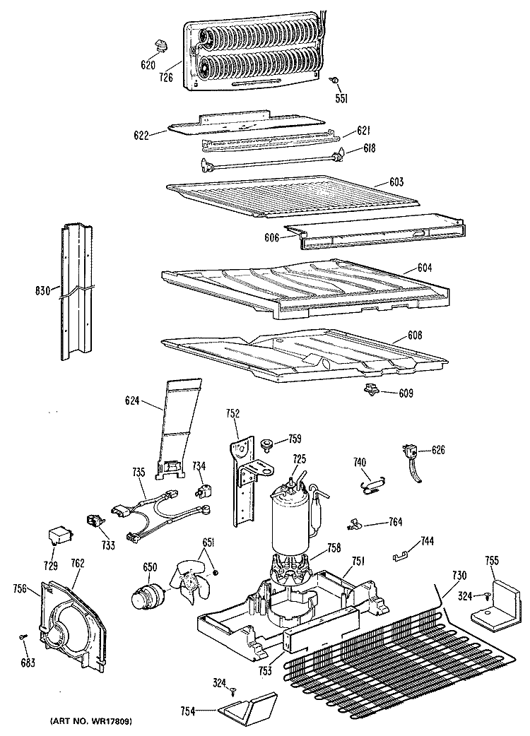Section Diagram and Parts List for TBX21KMBRAD  General Electric Refrigerator