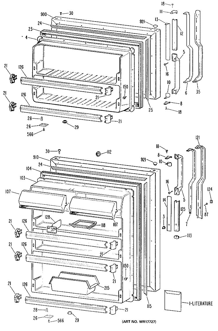 Section Diagram and Parts List for TBX21ZLBRAD  General Electric Refrigerator