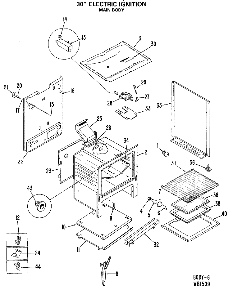 30" ELECTRIC IGNITION Diagram and Parts List for JGBP26GEJA  General Electric Range