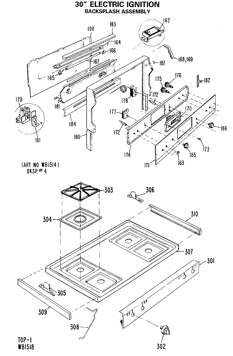 30" ELECTRIC IGNITION Diagram and Parts List for JGBP26GEJA  General Electric Range