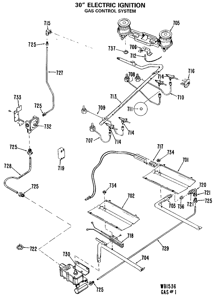 30" ELECTRIC IGNITION Diagram and Parts List for JGBP26GEJA  General Electric Range