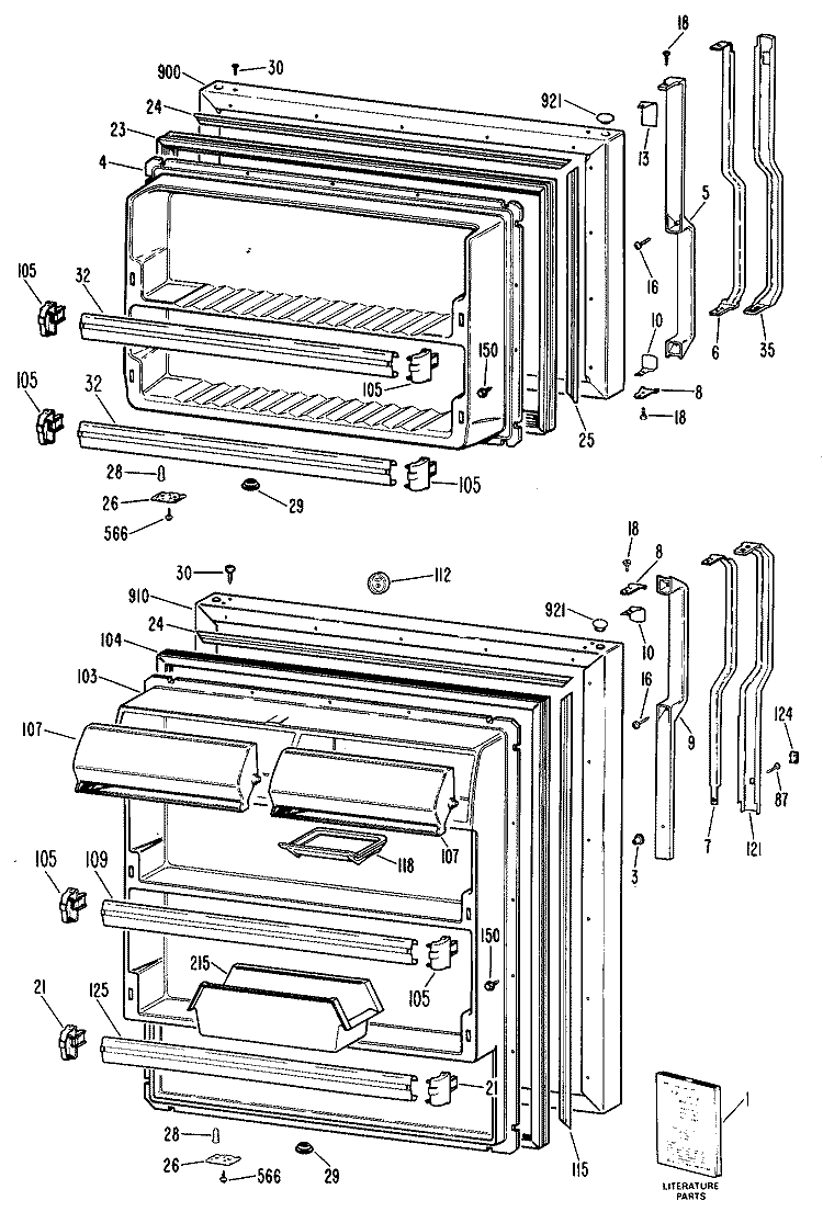 Section Diagram and Parts List for TBX18PPBRWH  General Electric Refrigerator
