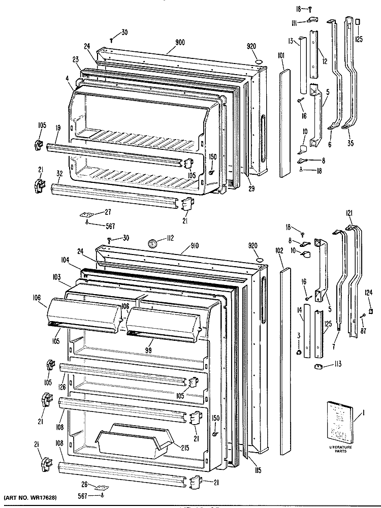 Section Diagram and Parts List for TBX14DMERAD  General Electric Refrigerator