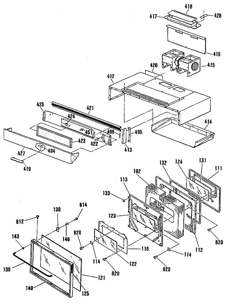 Section Diagram and Parts List for JHP62GN1  General Electric Microwave Oven Combo