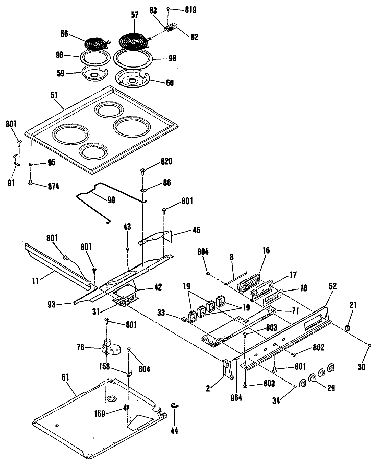 Section Diagram and Parts List for JSP26GN2  General Electric Range