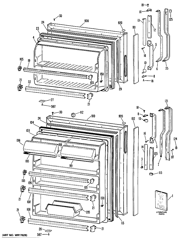 Section Diagram and Parts List for TBX14DPDRAD  General Electric Refrigerator