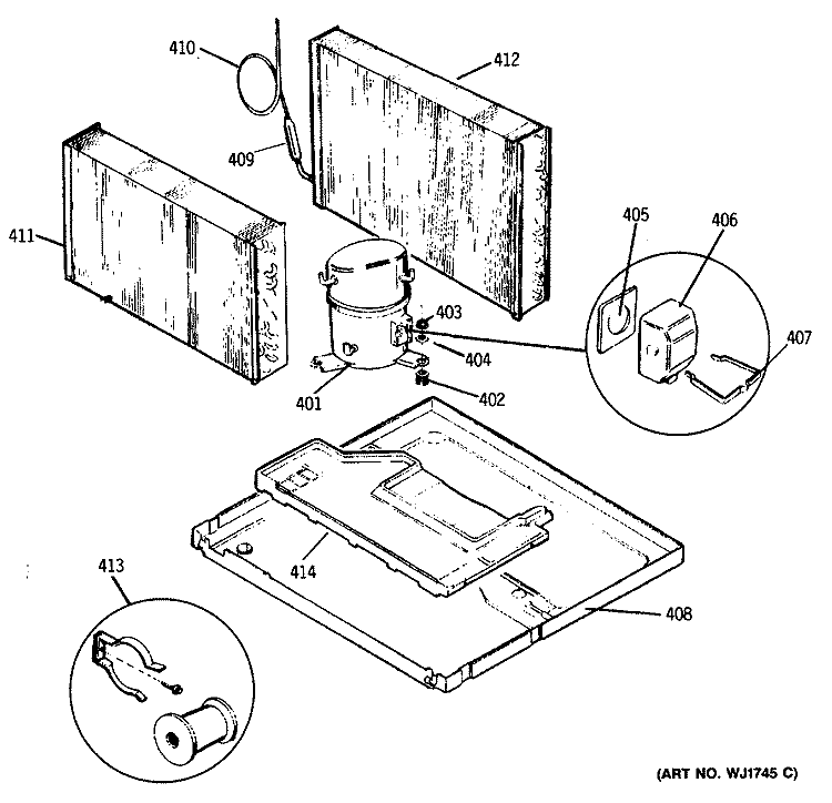 Section Diagram and Parts List for AED22DAR2  General Electric Air Conditioner