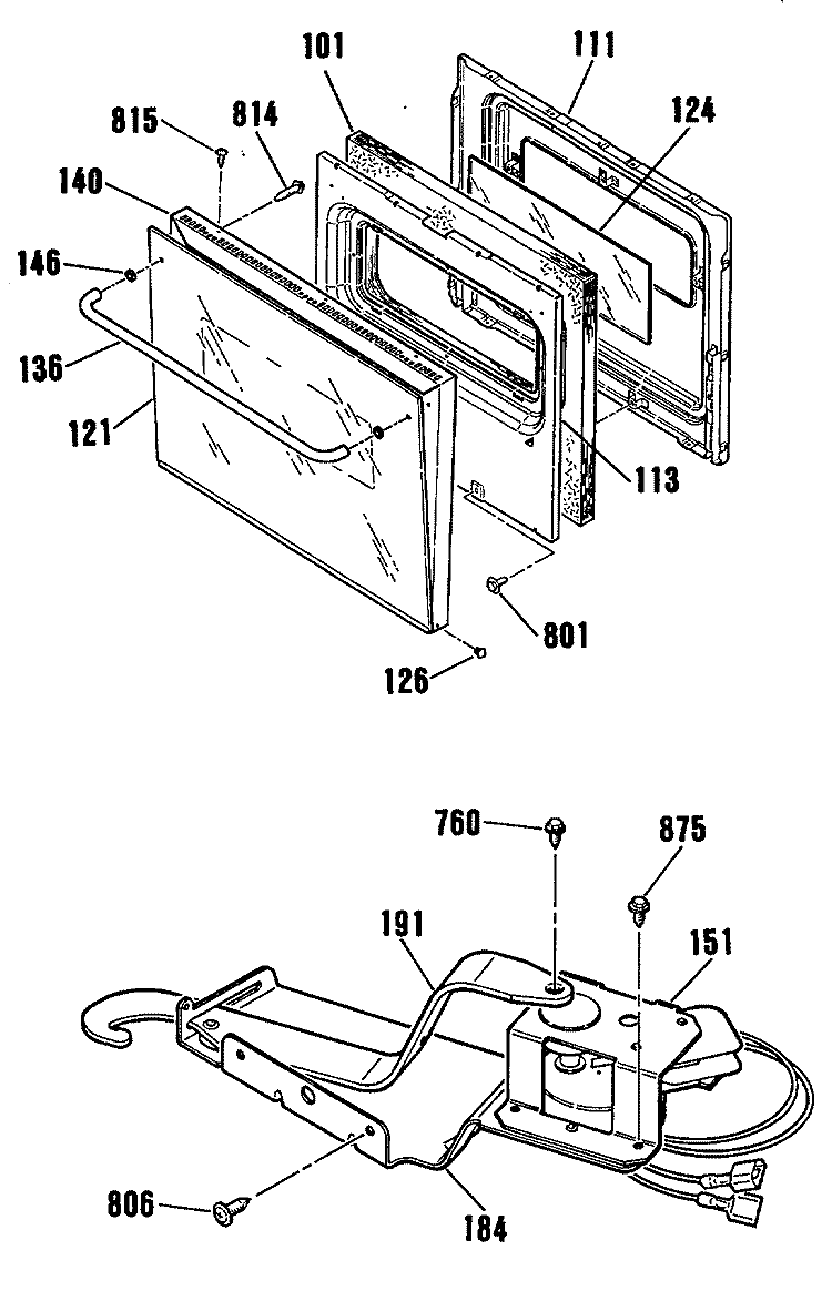 Section Diagram and Parts List for JKP27WP1  General Electric Wall Oven