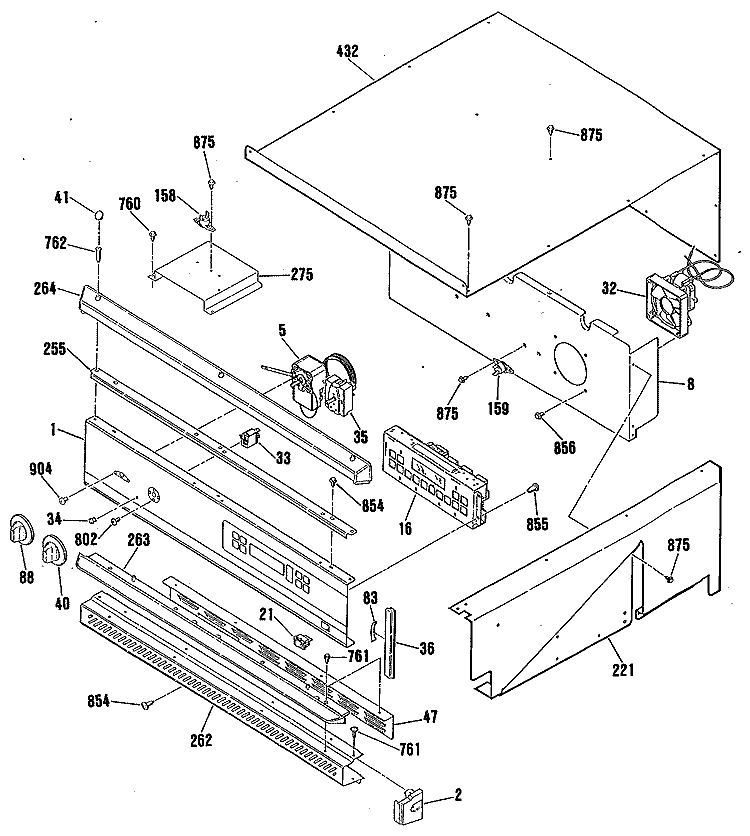 Section Diagram and Parts List for JKP27WP1  General Electric Wall Oven