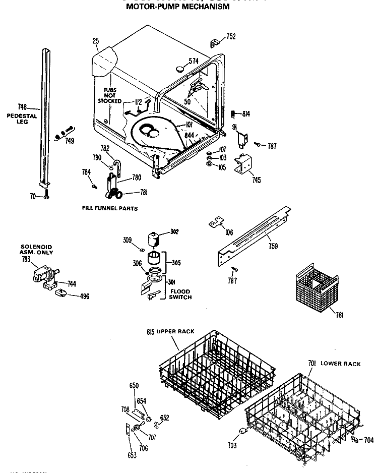 MOTOR - PUMP MECHANISM Diagram and Parts List for GSD400YK-03  General Electric Dishwasher