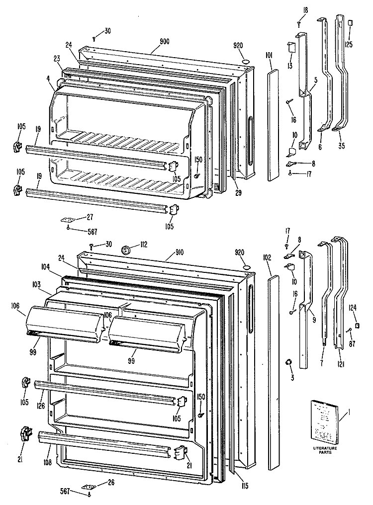 Section Diagram and Parts List for TBX14SPERAD  General Electric Refrigerator