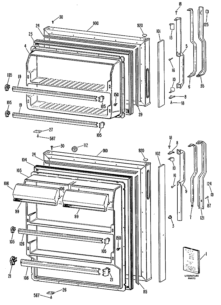 Section Diagram and Parts List for TBX16APELAD  General Electric Refrigerator