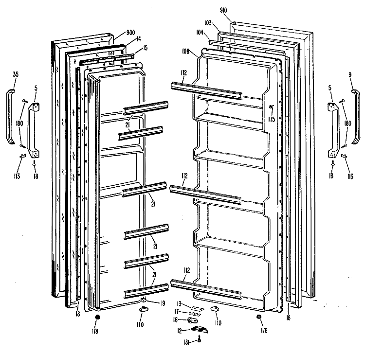 Section Diagram and Parts List for TFX19LLP  General Electric Refrigerator